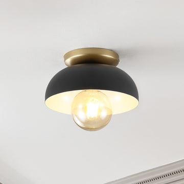 Paulina Classic Industrial Iron LED Flush Mount - JONATHAN Y